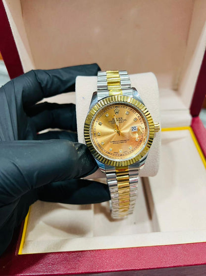 Premium White Dial Men's Two-Tone Dress Watch