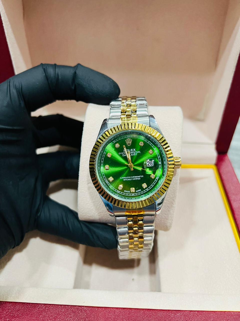 Jubilee Green Dial Men's Two-Tone Dress Watch