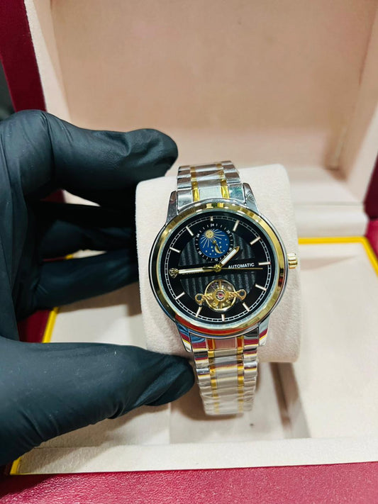 Two-Tone Classic Automatic Black Dial Watch