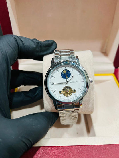 Classic Silver Automatic White Dial Watch