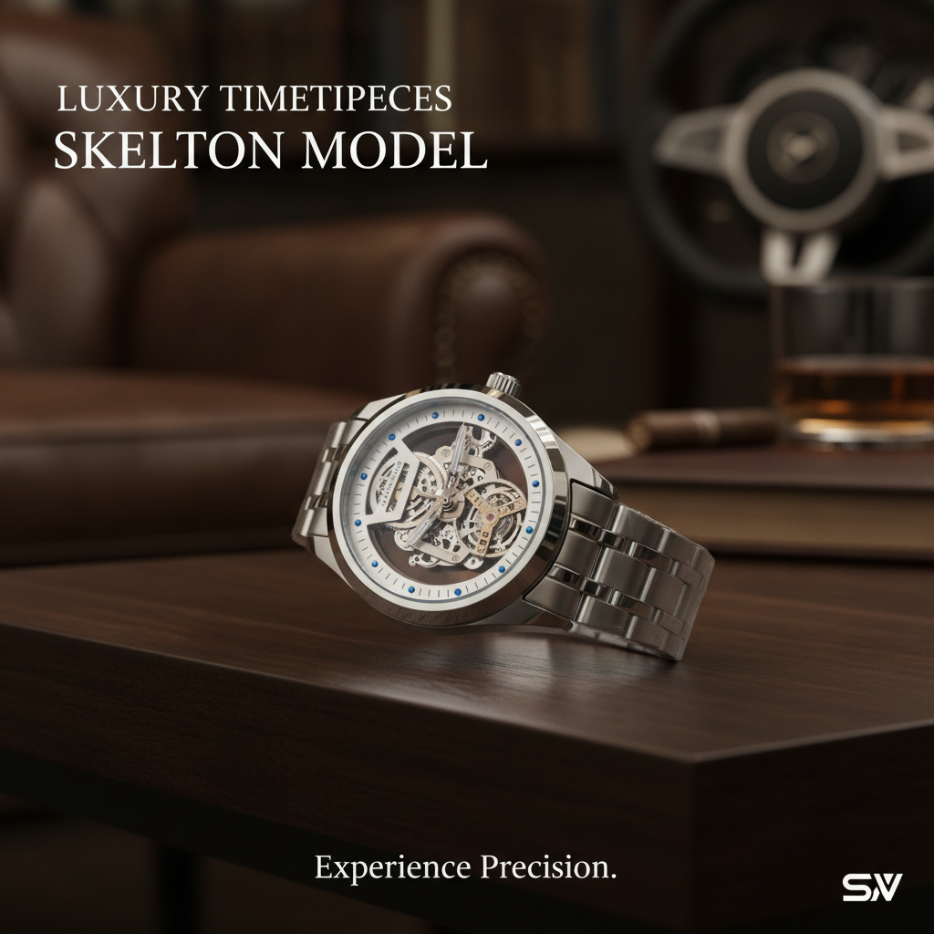 Luxury Skeleton Steel Watch – Gold