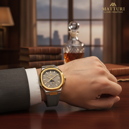 Luxury Black Silicone Watch – Gold Bezel