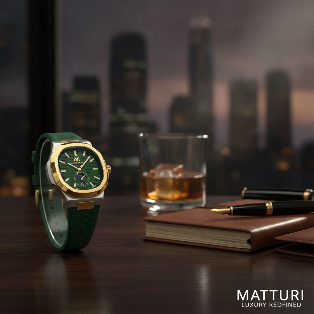 Luxury Black Silicone Watch – Gold Bezel