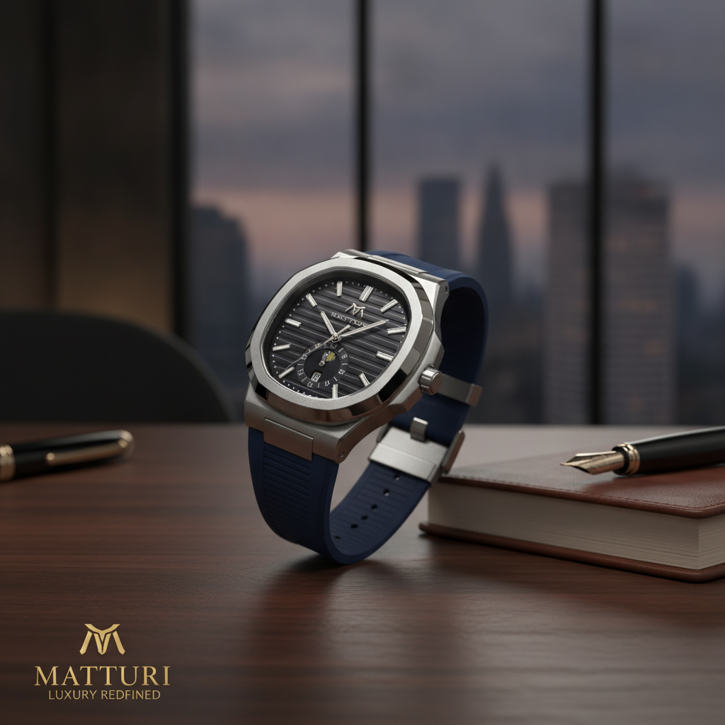 Luxury Black Silicone Watch – Gold Bezel