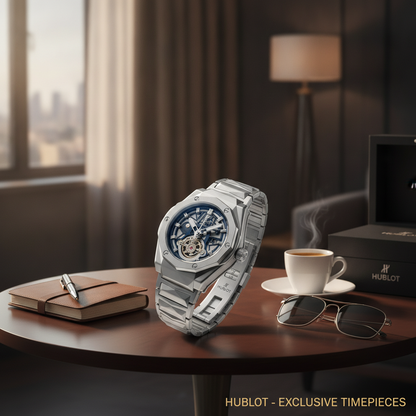 Luxury Silver Skeleton Watch