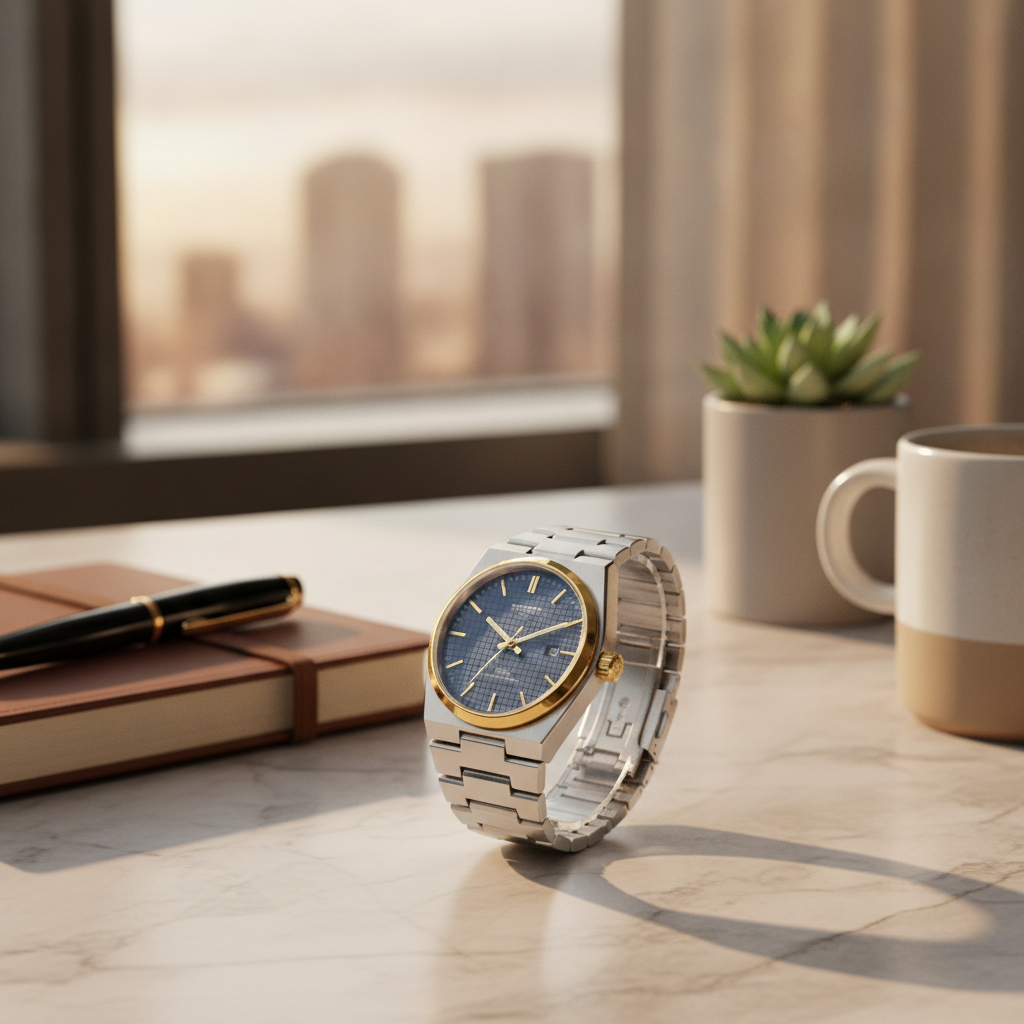 Luxury Blue Dial Steel Watch